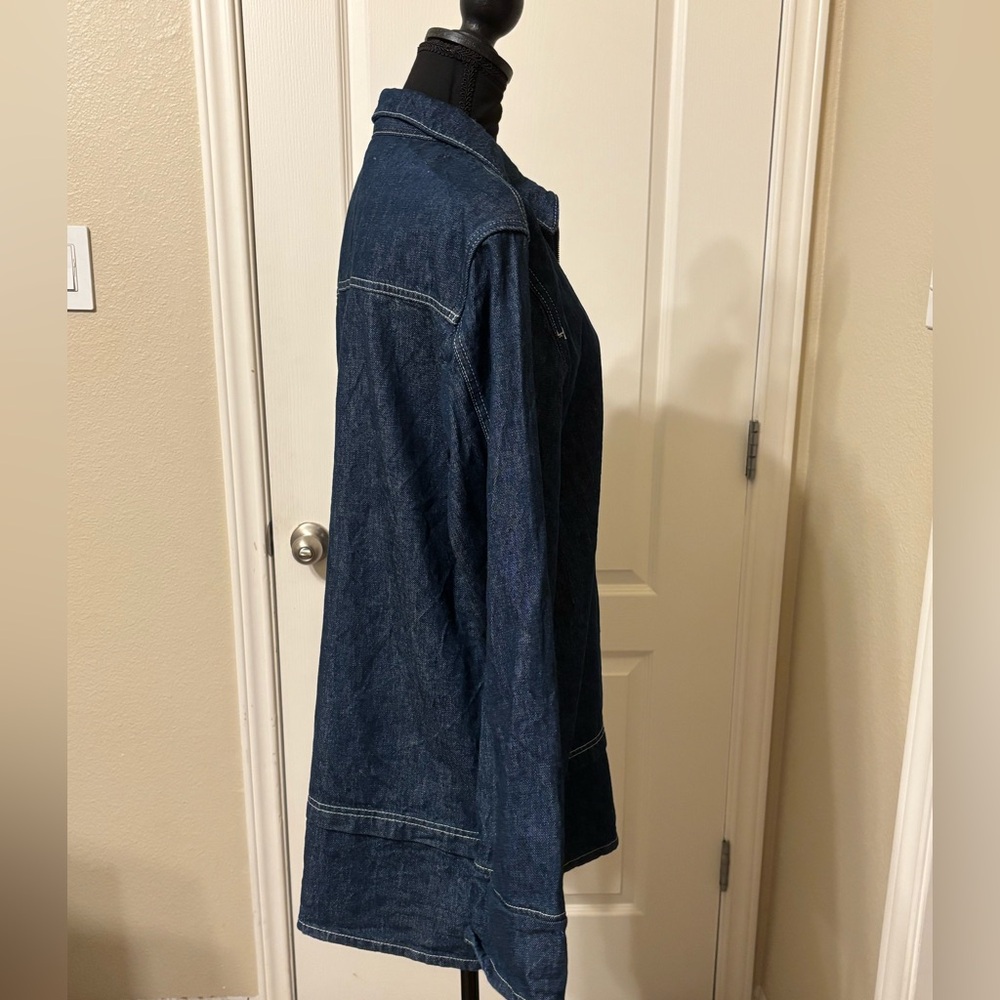 Anthropologie Pilcro Medium Denim mini dress long sleeve zipper jean pockets Lg - Picture 11 of 14